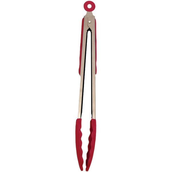 SILICONE TONGS 12IN RED