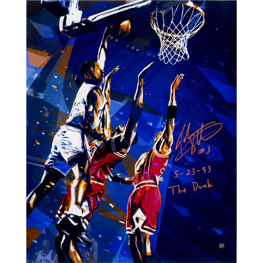 John Starks Signed The Dunk Graphic 16x20 Metallic Photo w/ "5-23-93, The Dunk" Insc