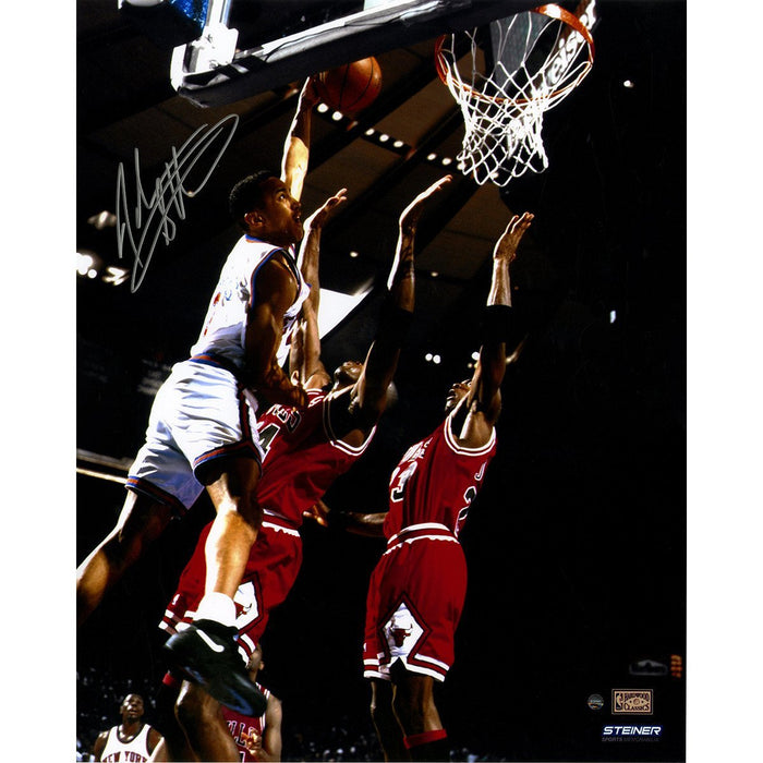 John Starks Signed The Dunk over Jordan 16x20 Photo