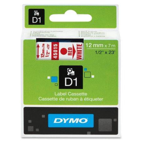 Dymo Red Print- White Tape, 1-2 X 23