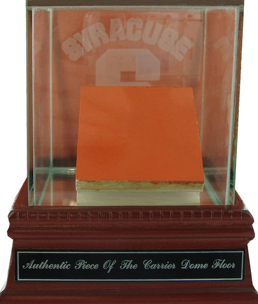 Piece of Carrier Dome Court w/ Syracuse Etched Glass Case and Name Plate