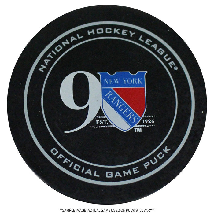 New York Rangers 2016-2017 Playoffs Game Used Puck (4/22/2017 vs. Montreal Canadiens)(Goal By Emelin)(Assists - Radulov  Lehkonen)