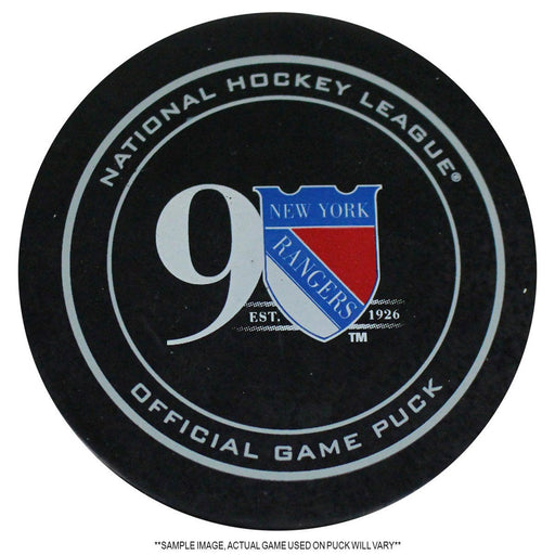 New York Rangers 2016-2017 Pre- Season Game Used Puck  (9-29-2016 vs. Devils)(Goal By Gilmore)