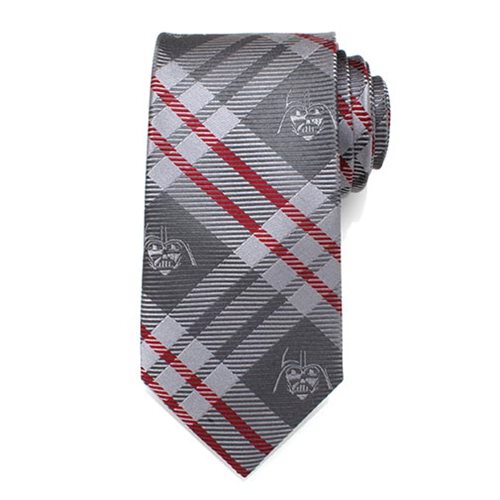 Star Wars Darth Vader Gray and Red Plaid Mens Silk Tie