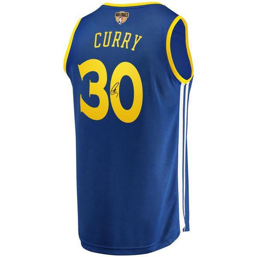 Stephen Curry Signed Golden State Warriors Nike Blue Swingman Jersey with NBA Finals Patch