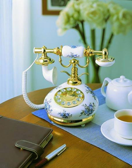 Blue Rose Flower Porcelain Phone