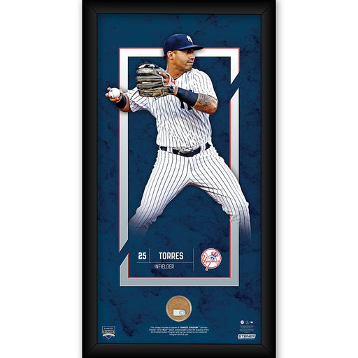 Gleyber Torres New York Yankees 10x20 Outline Design with Game Used Yankee Stadium Dirt from Debut