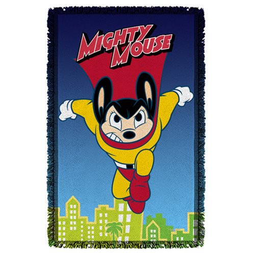 Mighty Mouse City Watch Woven Tapestry Throw Blanket        