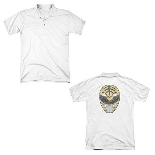 Mighty Morphin Power Rangers White Ranger Mask Polo T-Shirt 