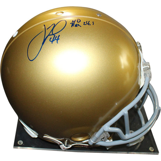 Justin Tuck Signed Notre Dame Full Size Helmet w/ "ND 24.5 Rec" Insc