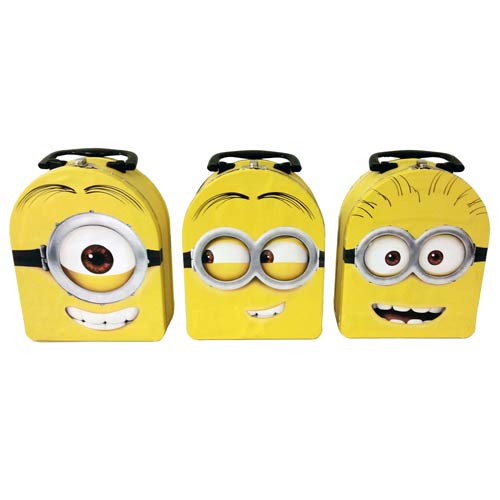 Despicable Me Minion Head Tin Tote Carry All Lunch Box Case 