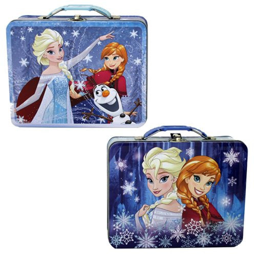 Disney Frozen Large Carry All Embossed Tin Lunch Box Case   