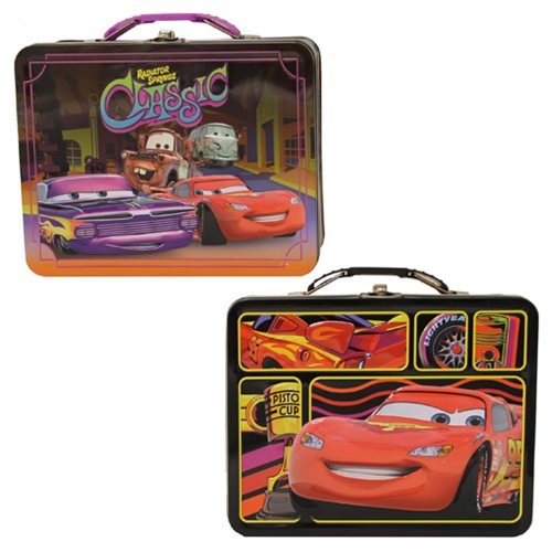 Cars Large Carry All Embossed Tin Lunch Box Case            