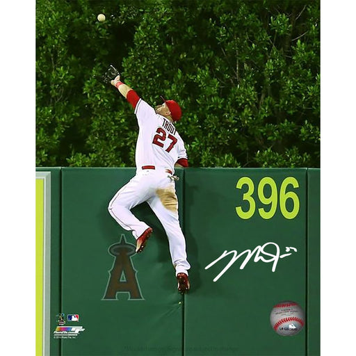 Mike Trout Los Angeles Angels Signed 'Climbing The Wall' 16x20 Photo (MLB & SSM Auth)