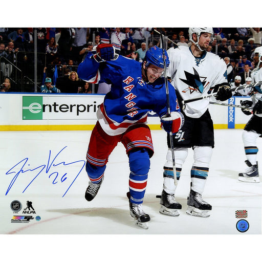 Jimmy Vesey Signed New York Rangers Celebration 16x20 Photo