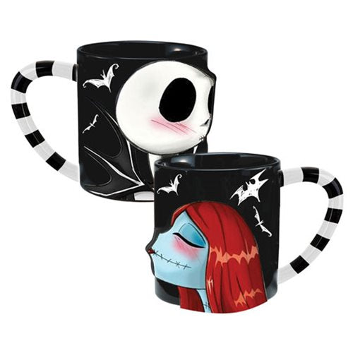 NBX Jack and Sally 20 oz. Sculpted Ceramic Mug 2-Pack Set   