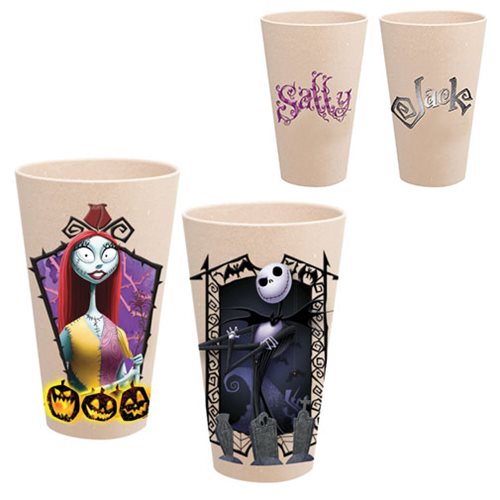 NBX Jack and Sally 24 oz. Bamboo Tumblers 2-Pack Set        