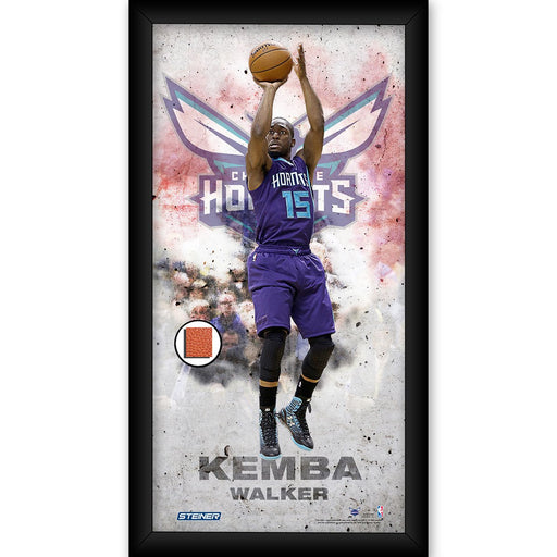 Kemba Walker Charlotte Hornets Player Profile Framed 10x20 Photo Collage w/ Game Used Basketball Piece