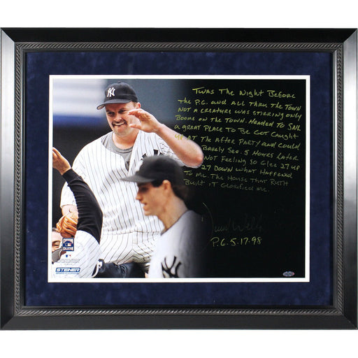 David Wells Signed and Framed Perfect Game 16x20 Story Photo (Black rope frame w/ blue over white matte)