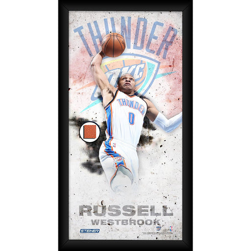 Russell Westbrook Oklahoma Thunder Player Profile Framed 10x20 Photo Collage w/ Game Used Basketball Piece