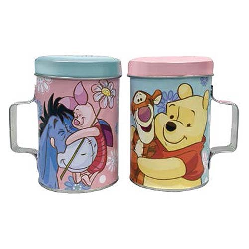 Winnie the Pooh Piglet and Pooh Tin Salt and Pepper Shakers 