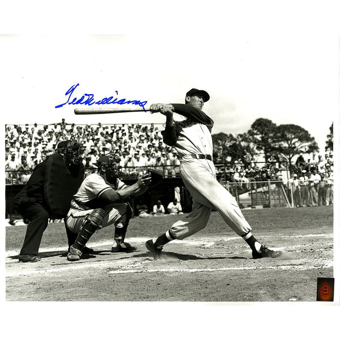 Ted Williams Signed Black and White 1950 Spring Training 16x20 Photo Green Diamond Auth