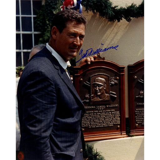 Ted Williams Signed Hall of Fame Induction with Plaque 16x20 Photo (Green Diamond Auth)