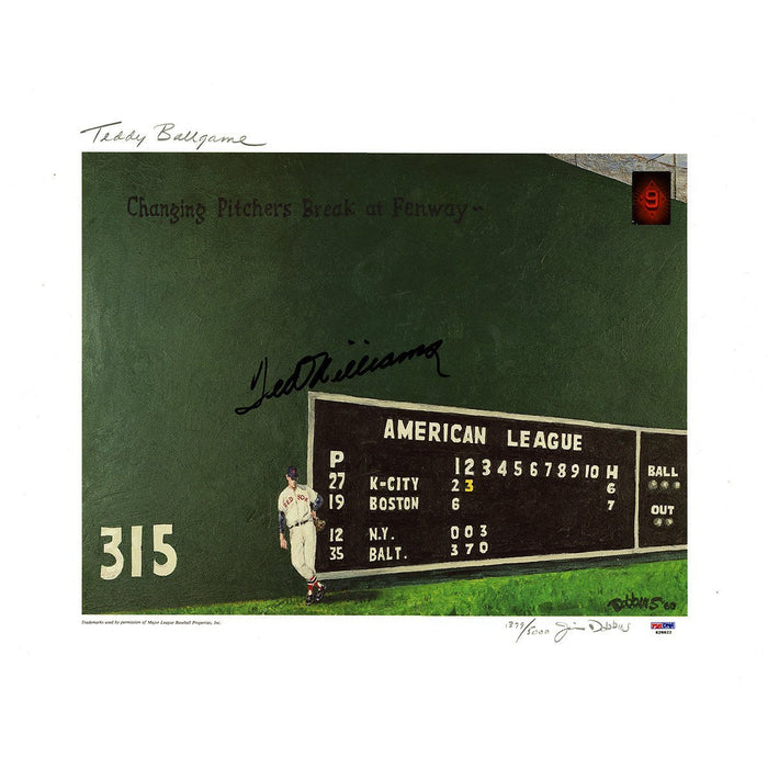 Ted Williams Signed The Green Monster 16x20 Lithograph PSA/DNA