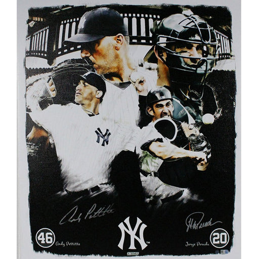 Jorge Posada & Andy Pettitte Dual Signed 22x26 Stretched Canvas