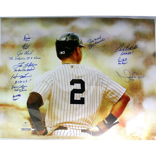 New York Yankees Tribute Derek Jeter #2 30x38 Canvas (Signed by Girardi  Martinez  Matsui   Pettitte   Torre   Bernie O'Neill  Mariano  Posada  Dent  & Mattingly)