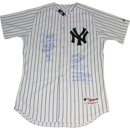 New York Yankees World Series MVP Multi-Signed & Inscribed New York Yankees Authentic Pinstripe Jersey (Signed by Richardson Terry Matsui Jackson Brosius Ford Rivera Larsen Wettland Dent Jeter)(L/E 27)