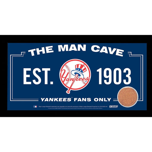 New York Yankees Man Cave Sign 6x12 Framed Photo With Authentic Game-Used Dirt Capsule (MLB Auth)