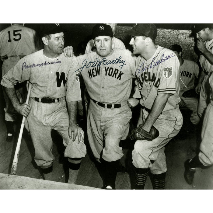 Joe Mccarthy  Bucky Harris  Lou Boudreau Triple Signed 8x10 Photo PSA/DNA