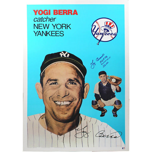 Yogi Berra Signed Color Litho 24x36 w/ HOF MVP  358 HRs Insc.