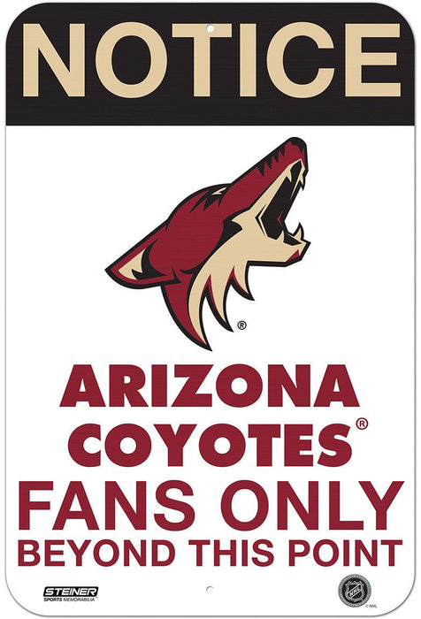 Arizona Coyotes Fans Only 8x12 Aluminum Sign