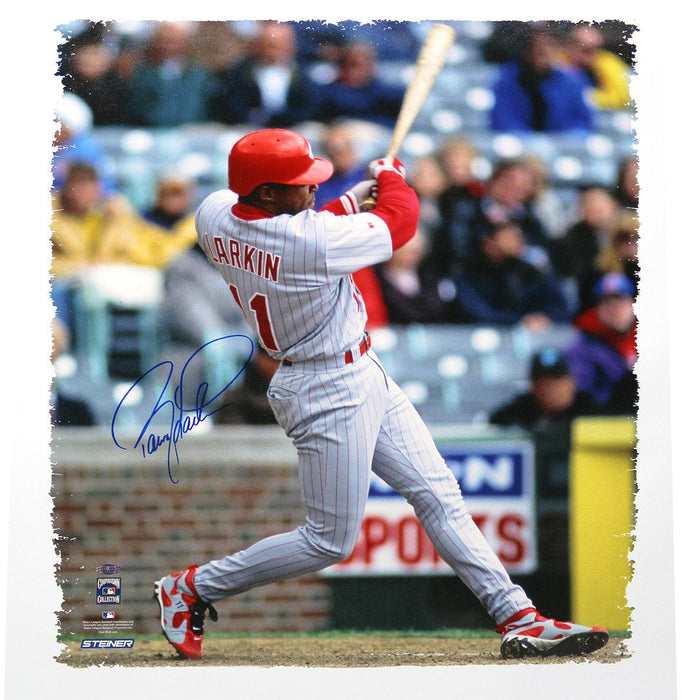 Barry Larkin Signed Swing 22x26 Canvas (Signed in Blue)