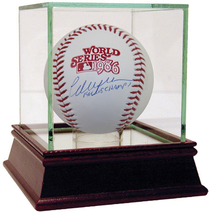 Ed Lynch Signed 1986 World Series Logo Baseball w/ 1986 WS Champs Insc