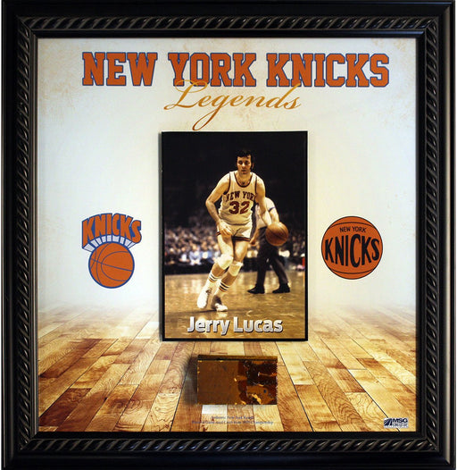 Jerry Lucas New York Knicks Legends 14x14 Framed Collage w/ Court Piece