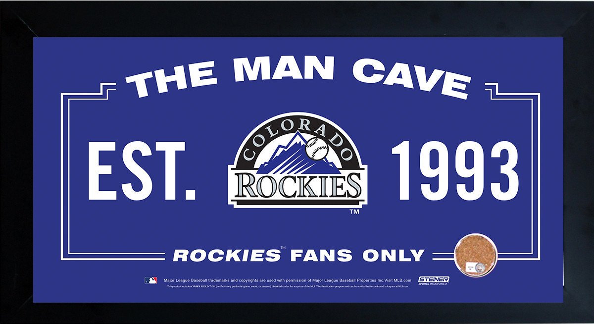 Colorado Rockies Man Cave Framed 10x20 Sign w/ Authentic Game-Used Dirt Capsule