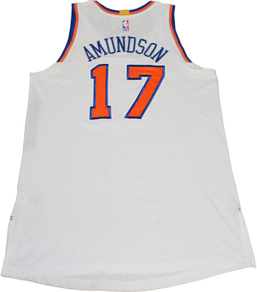 Lou Amundson New York Knicks 2015-16 Game Used #17 White Jersey (1/13/2016 at Brooklyn Nets) (2XL) (NKN03254)