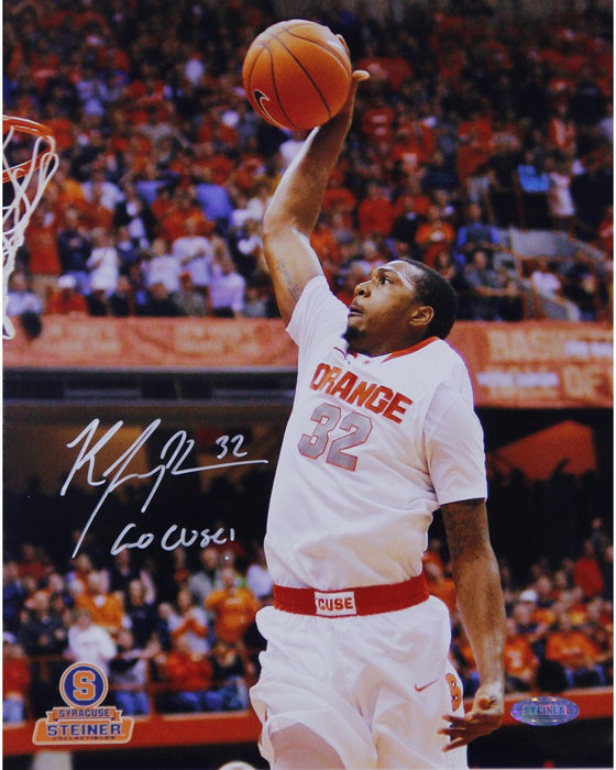 Kris Joseph Syracuse White Jersey Dunk Vertical 8x10 Photo w/ "Go Cuse" Insc.