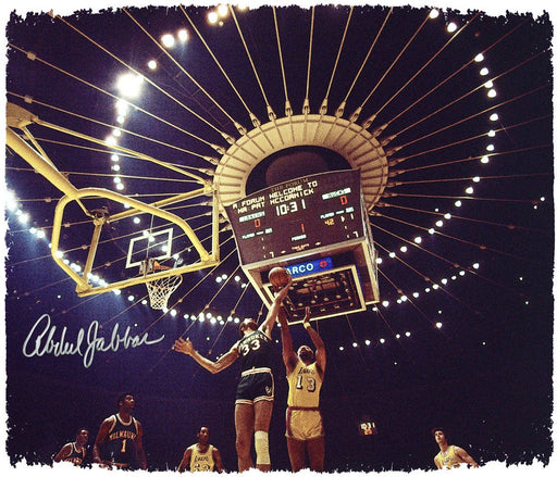 Kareem Abdul Jabbar Autographed Rebound vs. Chamberlain Wide Angle 20x24 Canvas