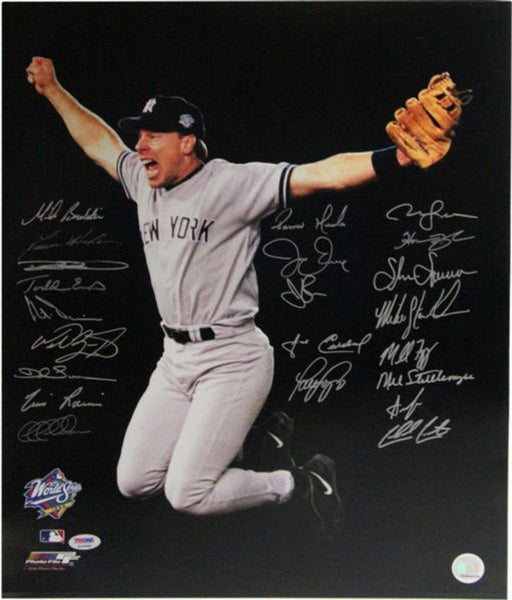 1998 New York Yankees WS Champions Autographed Jumping 16x20 Photo (22 Signatures) PSA/DNA