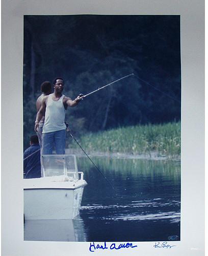 Hank Aaron Fishing 16x20 Photo Signed By Photographer Ken Regan