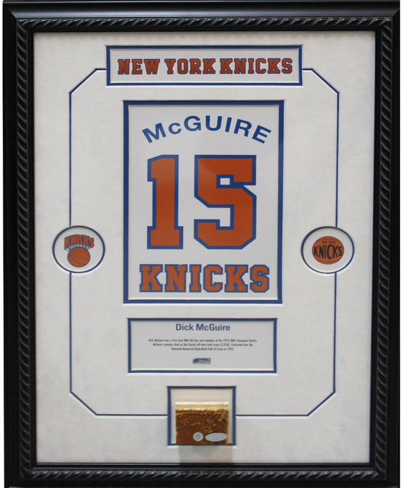 Dick McGuire Retired Number NY Knicks Championship Court Piece 14x20 Framed Collage w/ Nameplate