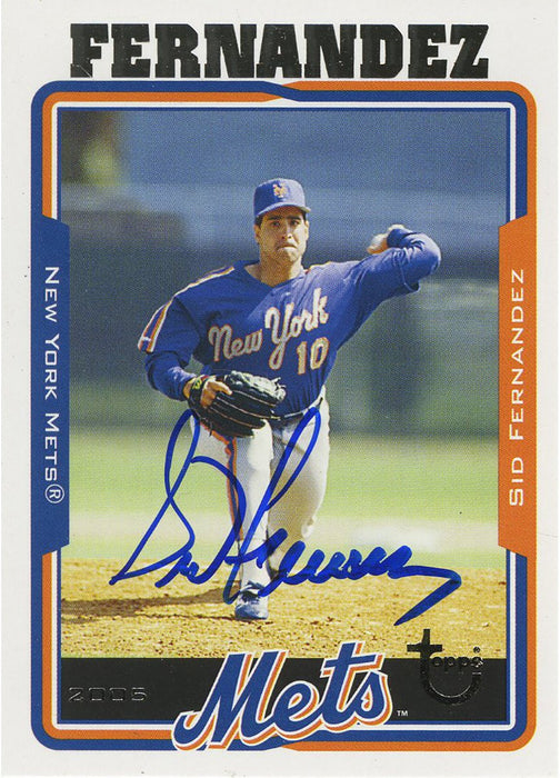 Sid Fernandez Signed 2005 Topps Card - Mets - 1/2 way through pitch front view