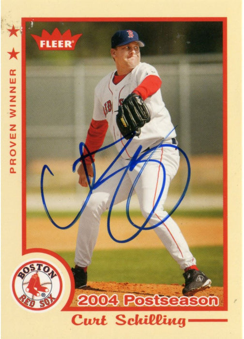 Curt Schilling Signed Fleer 2004 Postseason Trading Card