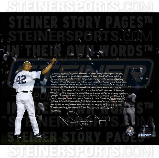 Mariano Rivera Signed & Inscribed Final Game Tipping Cap 20x24 Story Photo (LE/42)