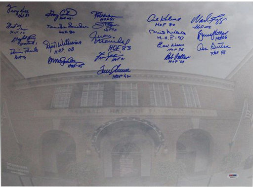 Hall of Famers Multi Signed Autographed 16x20 Photo (20 Signatures) Seaver  Carew  Boggs  Sandberg  Kaline & Marichal PSA/DNA