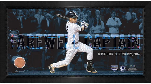 Derek Jeter Moments: Final Yankee Moment Framed 10x20 Photo with Game Used Dirt